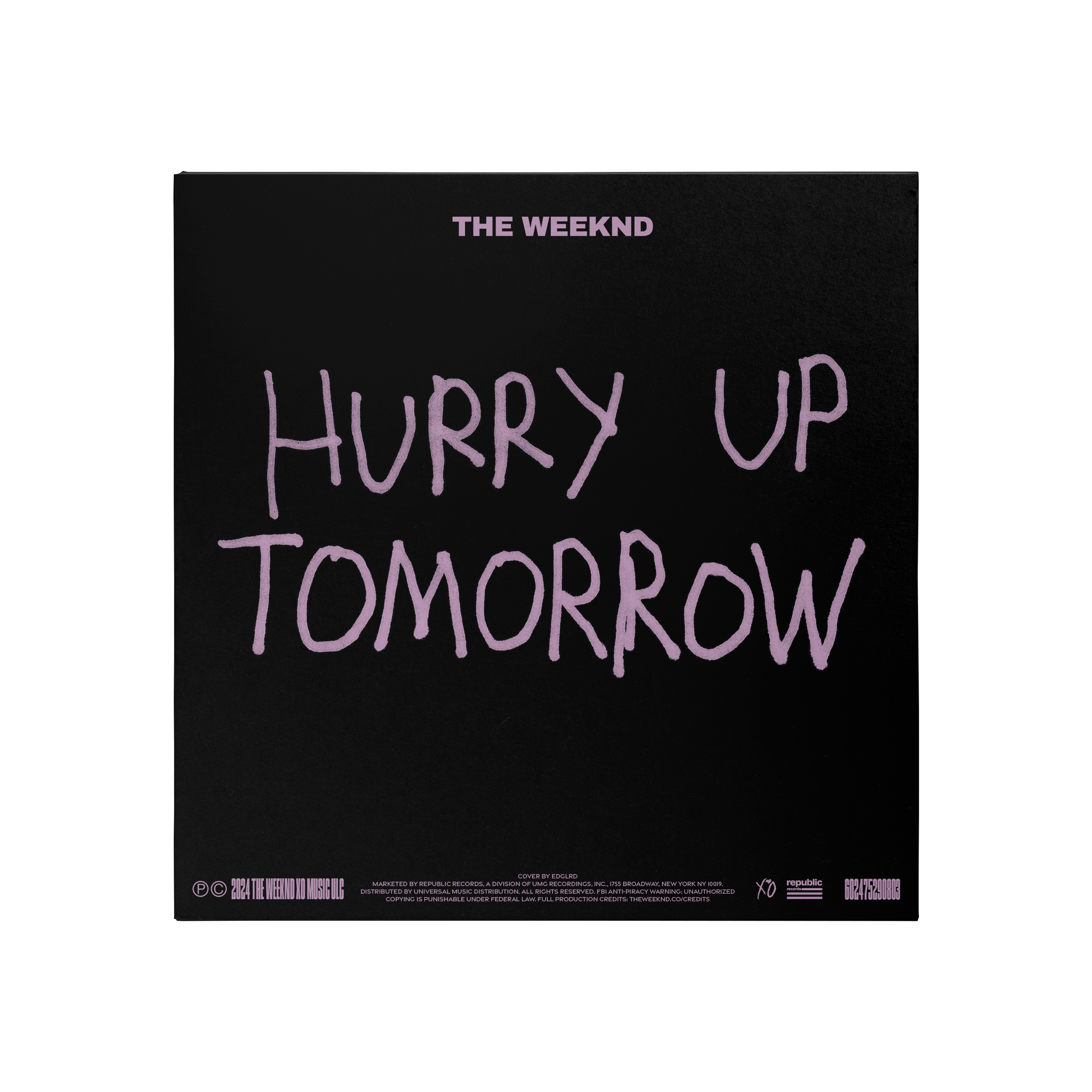 THE WEEKND X HARMONY KORINE FOR EDGLRD ‘HURRY UP TOMORROW’ COLLECTOR’S EDITION VINYL BACK