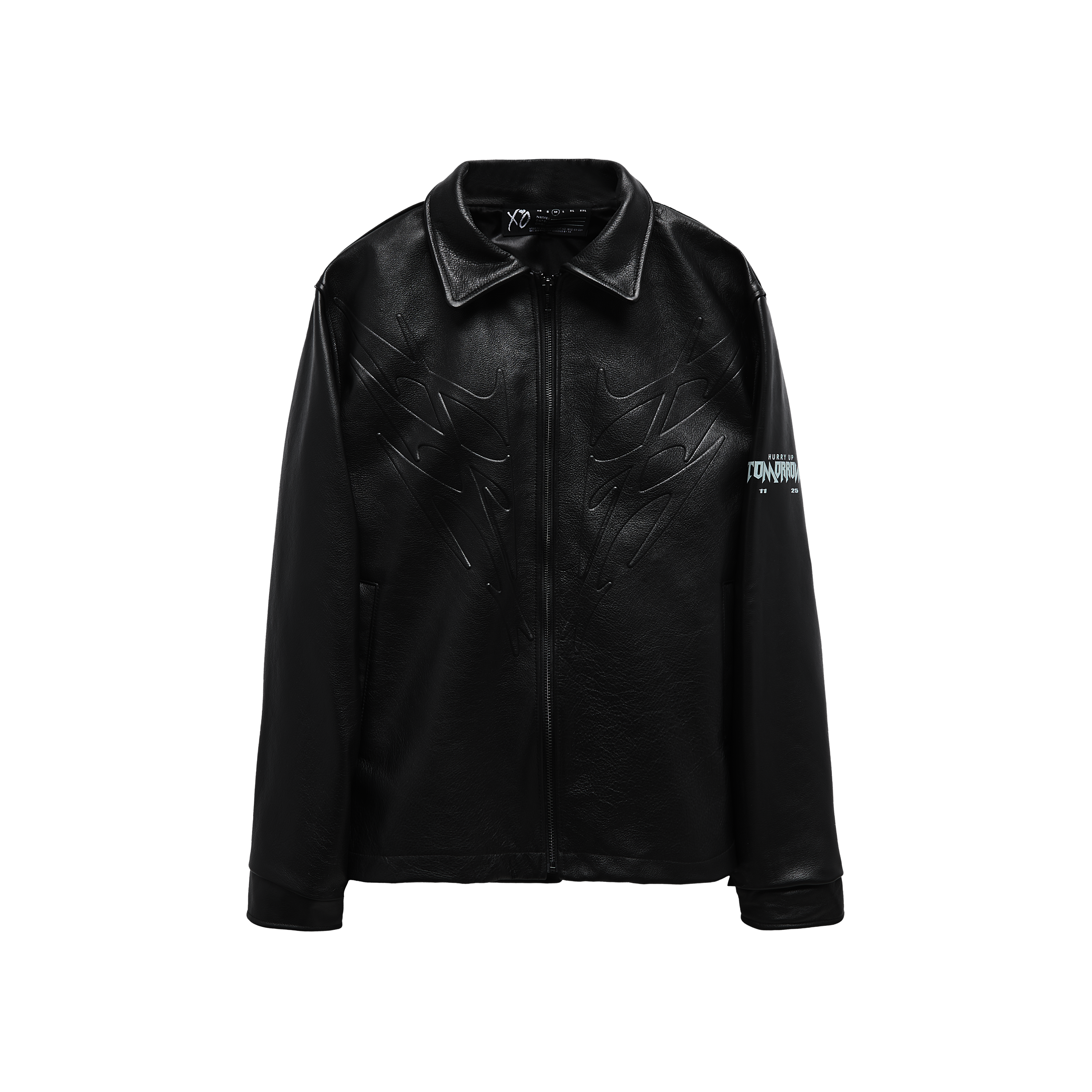 Spiked Logo Premium Leather Jacket Front